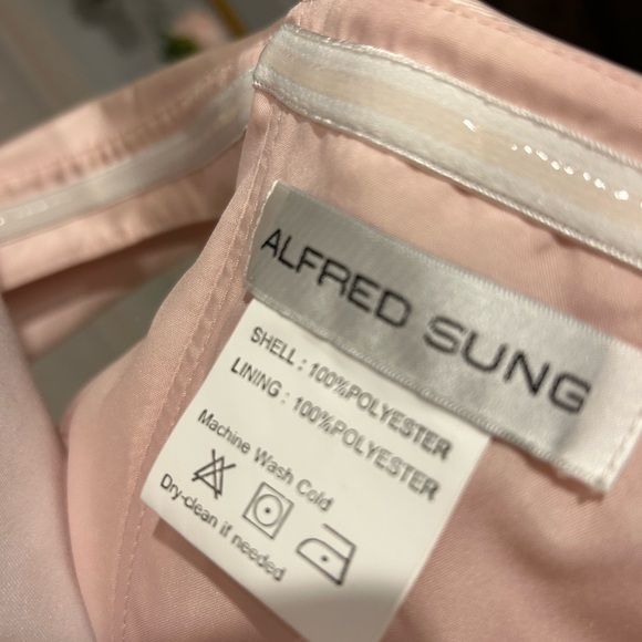 Alfred Sung Blush Pink Off-Shoulder Satin Gown Size 8R New With Tags - Picture 7 of 8